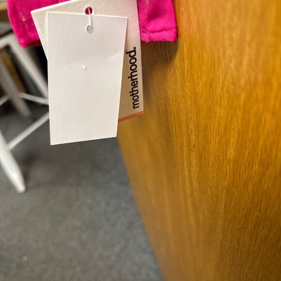 Motherhood Maternity Metallic Dot Smocked Boho Blouse In Vibrant Pink With Gold - Picture 5 of 6